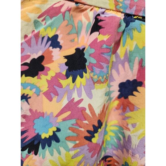 Tibi Tiered Silk Mini Skirt Sz 6 Bright Colorful Floral Coral Fuchsia Yellow - Picture 3 of 9